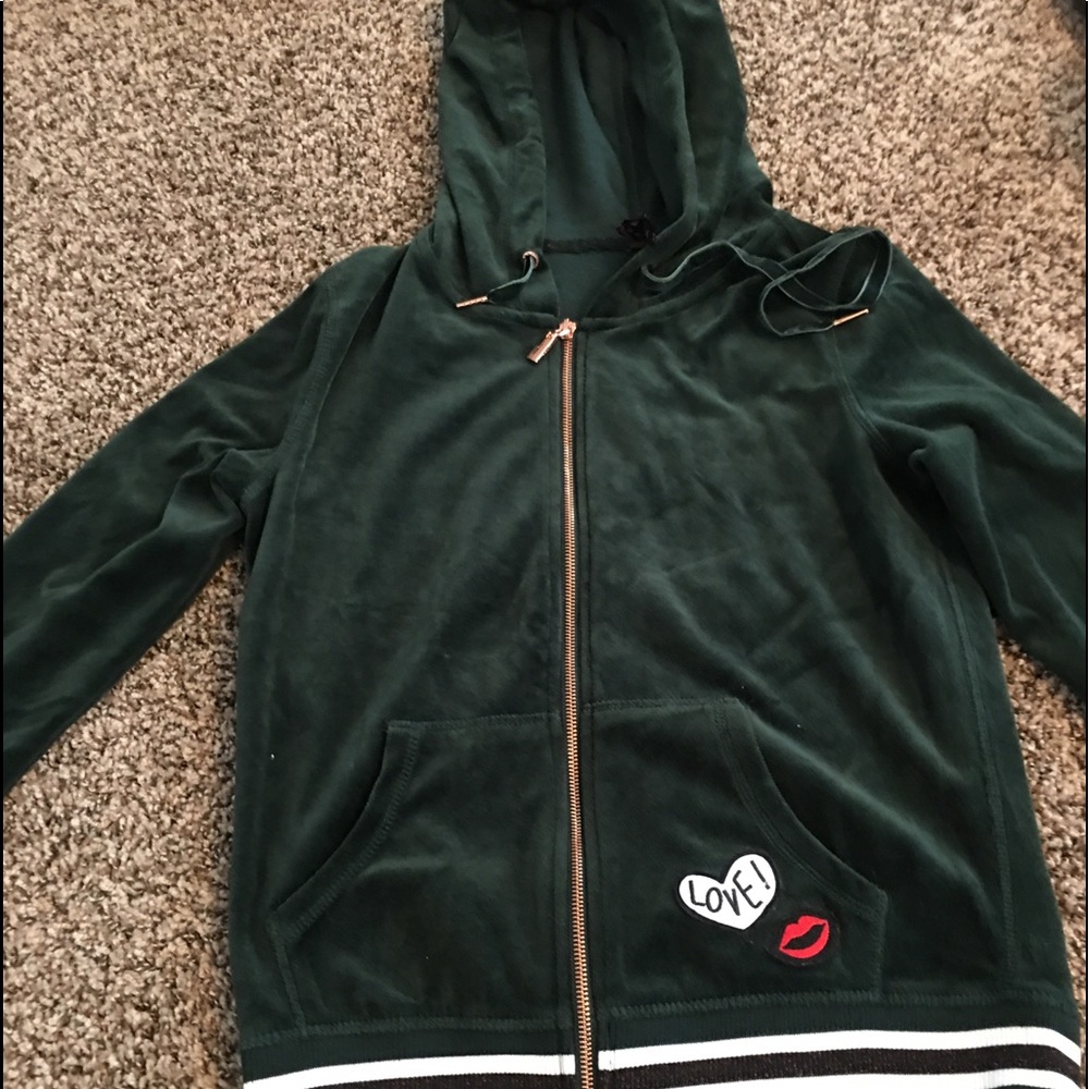 Betsey johnson green zip hoodie